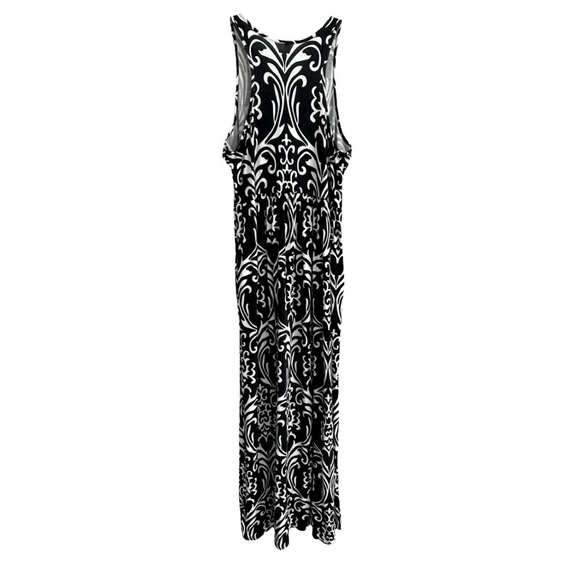 Euovmy Black White Roundneck Sleeveless Maxi Dress Size Large Party Summer - Picture 11 of 13